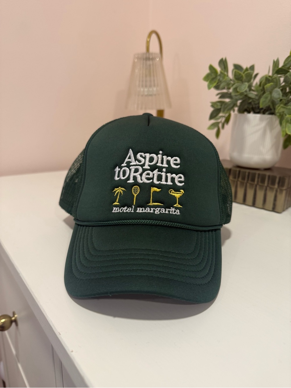 Motel Margarita- Aspire to Retire Green Trucker Hat